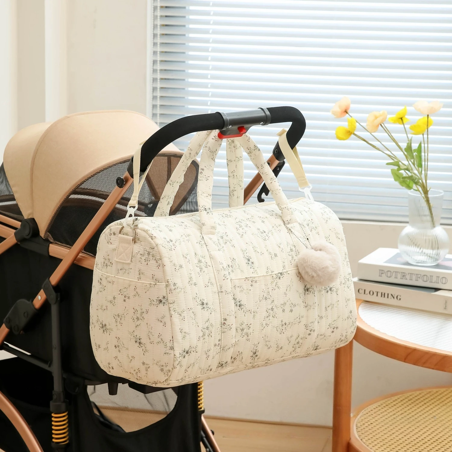 กระเป๋าแม่แบบปักลายดอกไม้ กระเ - Baby Clothing Hamper บทวิจารณ์และราคา